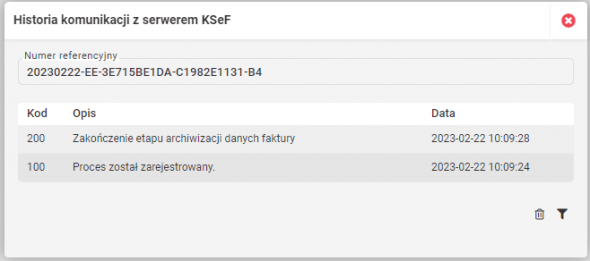 KSeF - historia komunikacji z serwerem