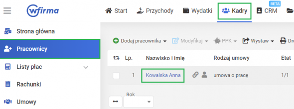 szkolenia bhp i badania lekarskie - szczegóły pracownika