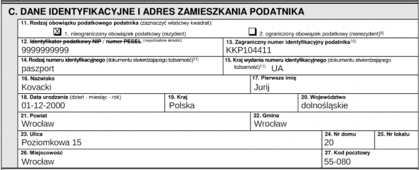 Obcokrajowiec rezydent rozliczany w systemie wFirma.pl - Obcokrajowiec w zeznaniu rocznym
