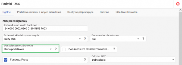 Składka zdrowotna - karta podatkowa