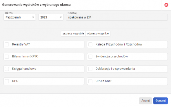 zbiorcze powiadomienia klientów