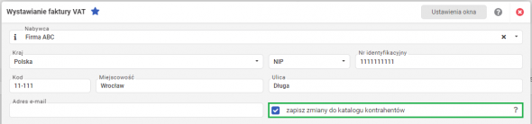 faktura vat - dane kontrahenta na fakturze